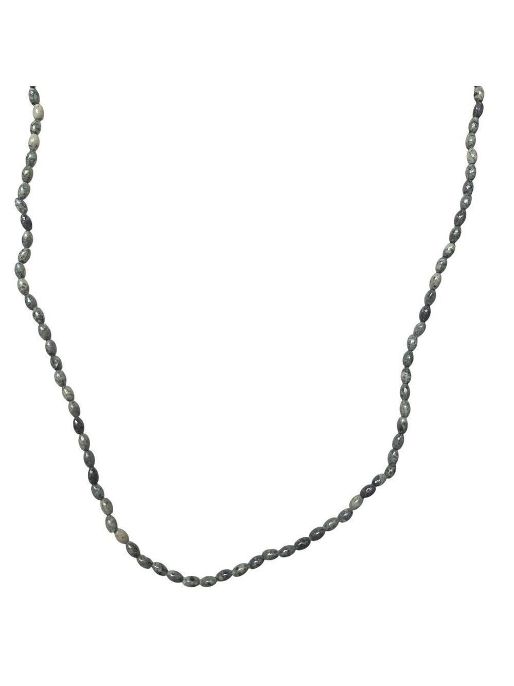 Jasper Beaded Necklace Gray Black Costume Jewelry